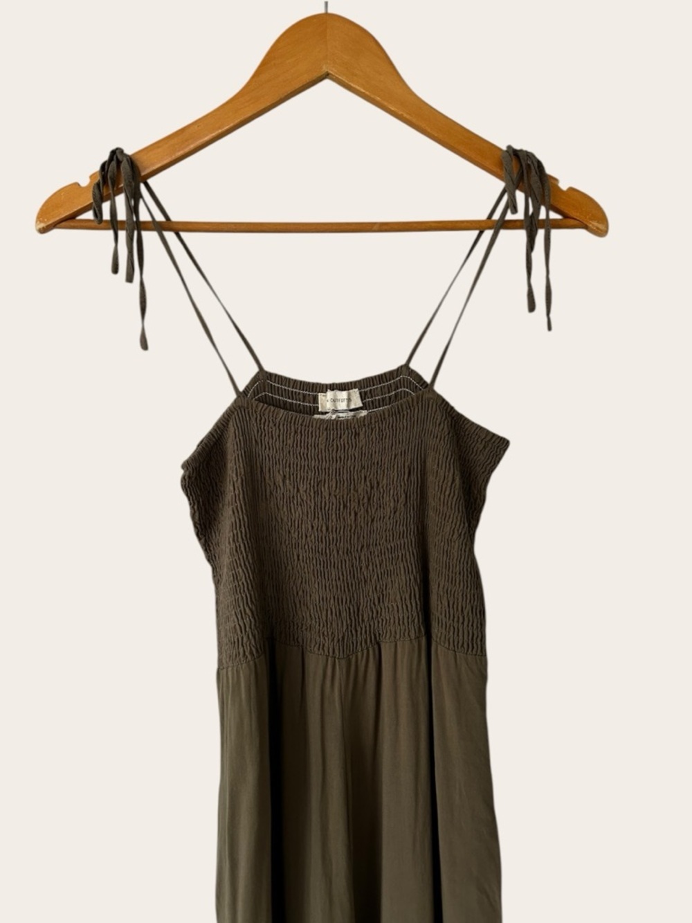 Urban Outfitters Olive Smocked Tie-Strap Jumpsuit - Picture 5 of 14
